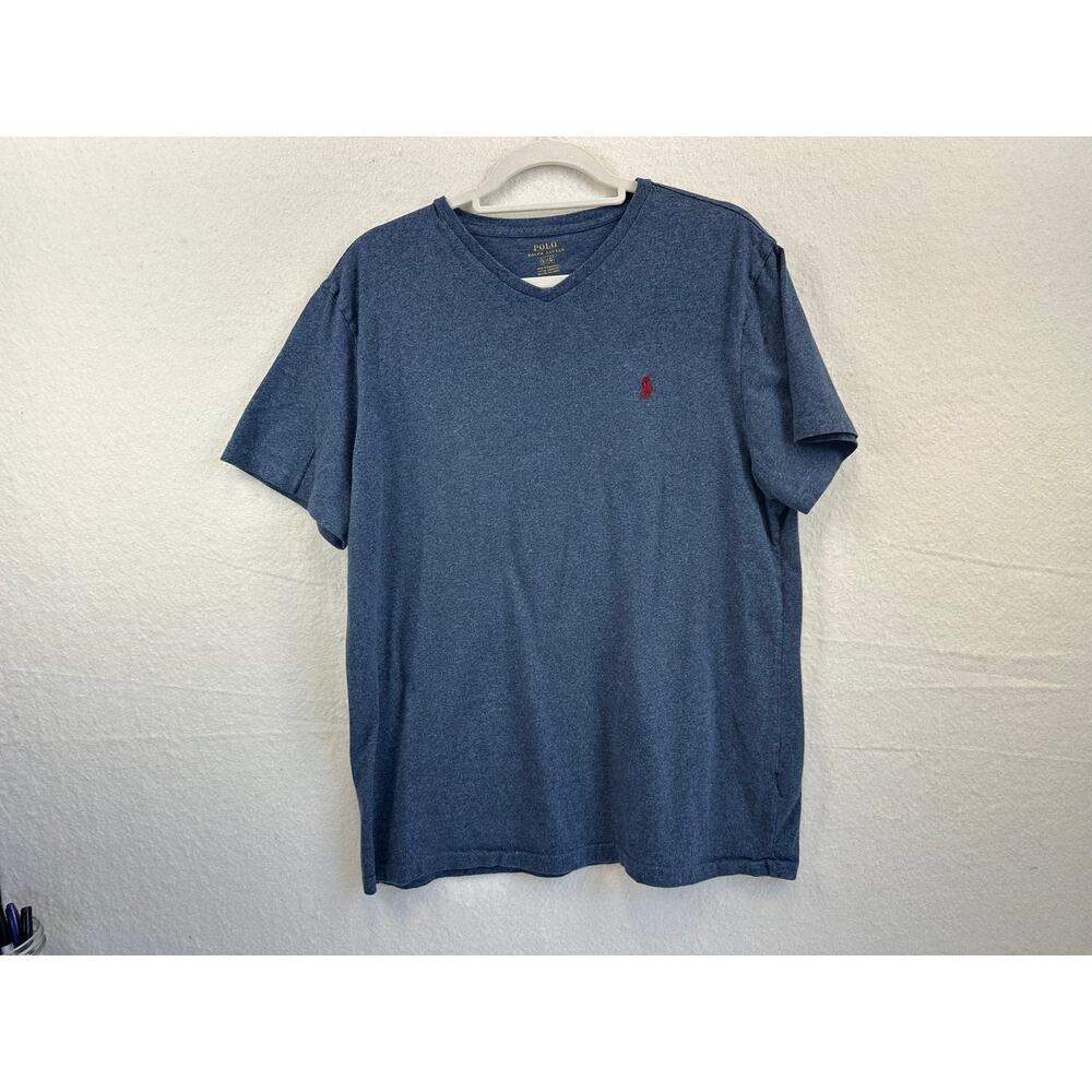 Polo Ralph Lauren V-neck T-Shirt Men's Heathered Blue Size L